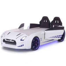 Дитяче ліжко машина GTR White 190х90 см з підсвіткою, музикою, шкіряний салон, пультом